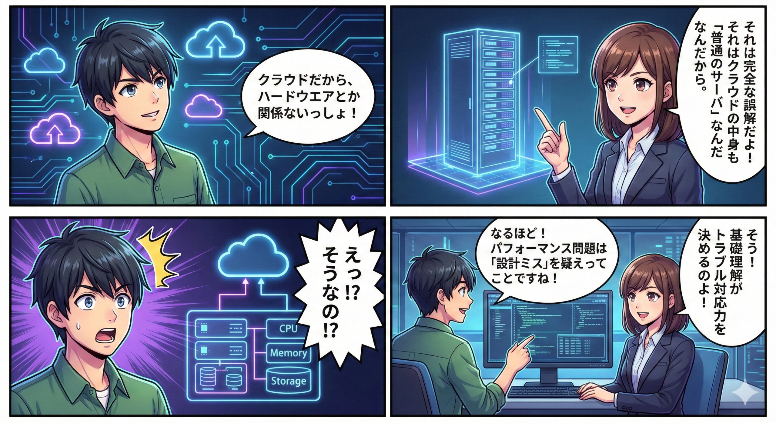 クラウドの解説4コマ漫画