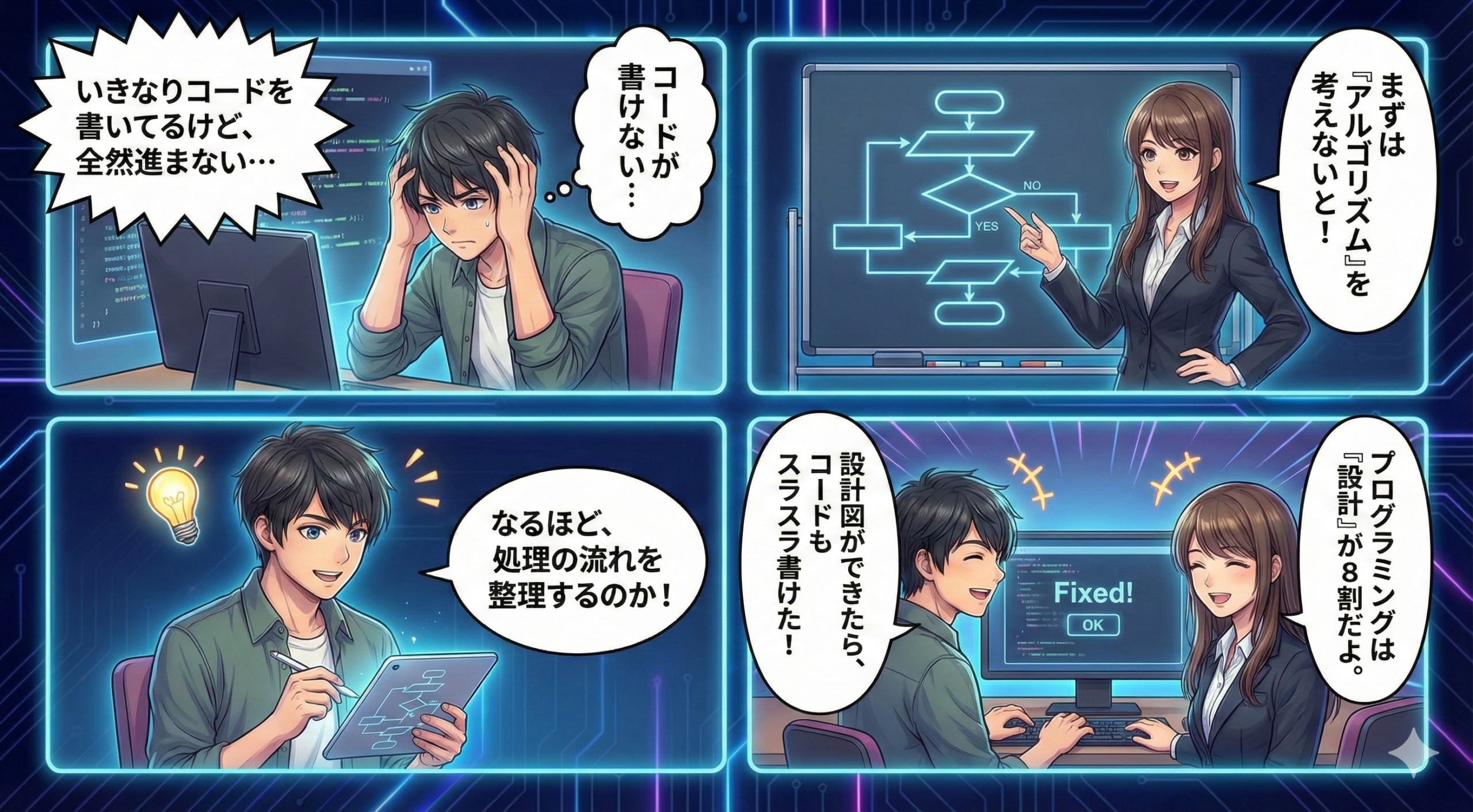 アルゴリズムの必要性4コマ漫画