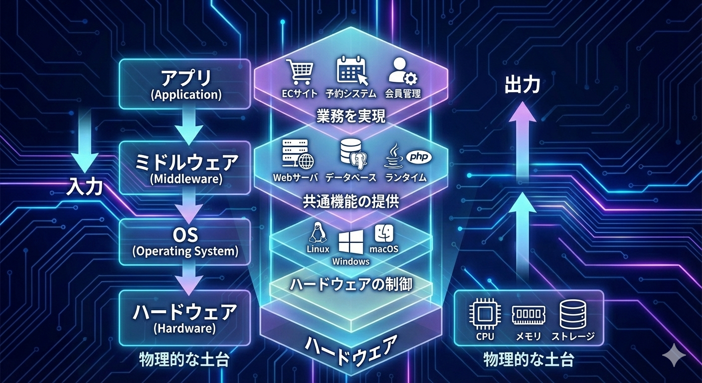 ソフトウェアのレイヤー構造説明画像